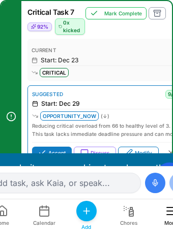 Course correction card showing confidence and impact scores