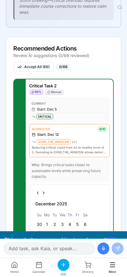 Modify panel showing custom date picker and manual adjustments