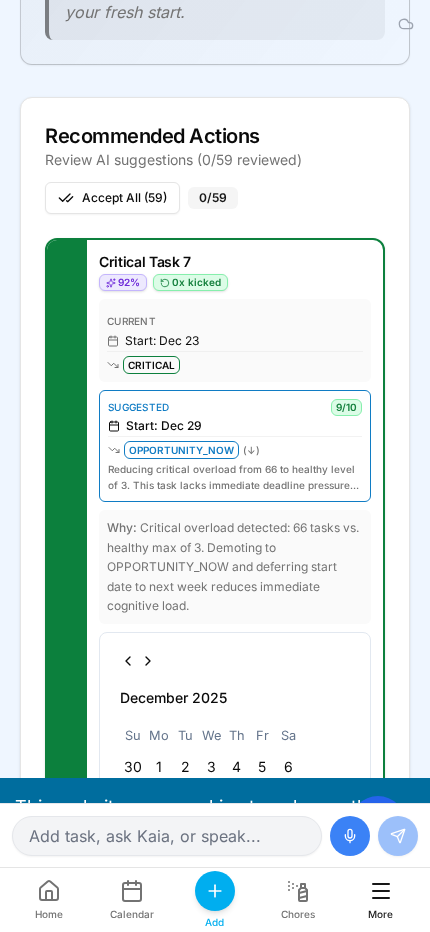 Modify panel showing custom date picker and manual adjustments