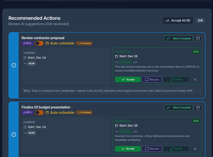 AI Course Corrections - Get personalized suggestions to reschedule overdue tasks
